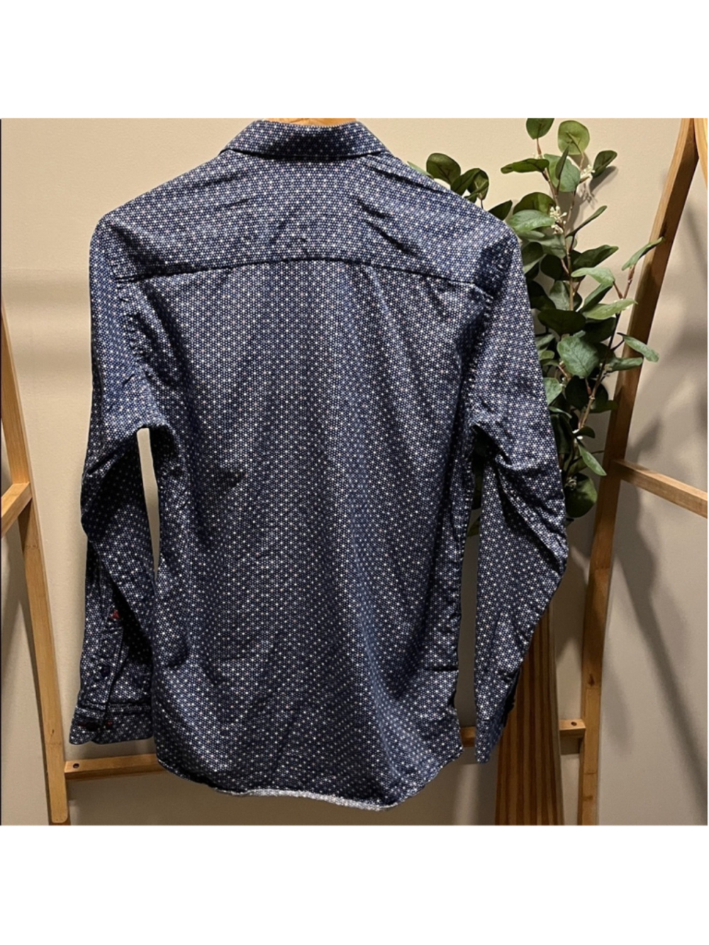 Au Noir Men's Blue Polka Dot Shirt - Picture 4 of 4
